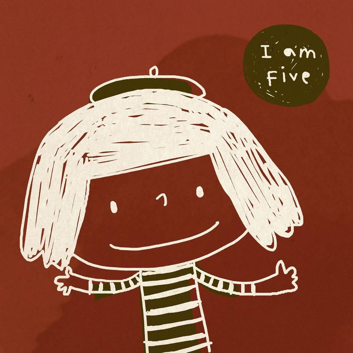 五歲。i'm Five 的招牌角色：戴貝雷帽的女孩