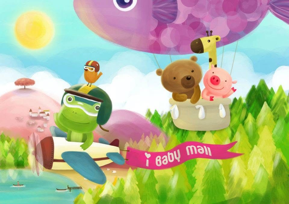 iBaby 愛貝比品牌形象插畫，熱氣球與動物們｜品牌形象插畫