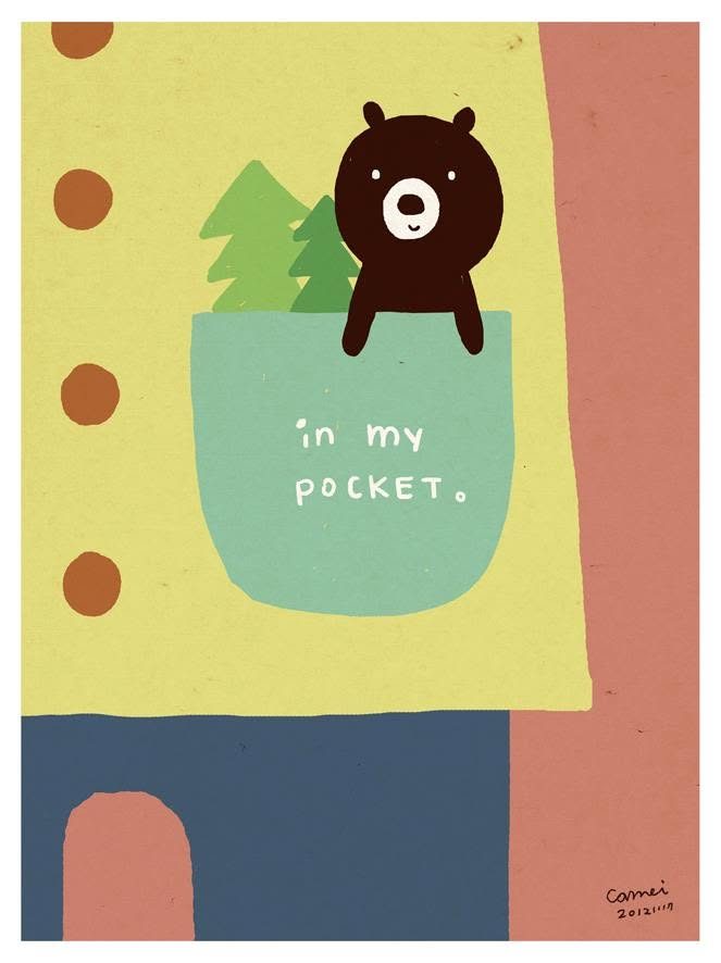 口袋裡的小熊插畫 in my pocket｜手繪插畫